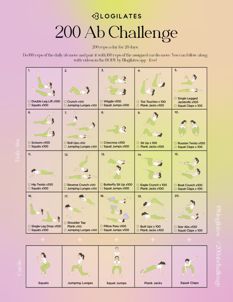 blogilates summer 2022 200 ab challenge