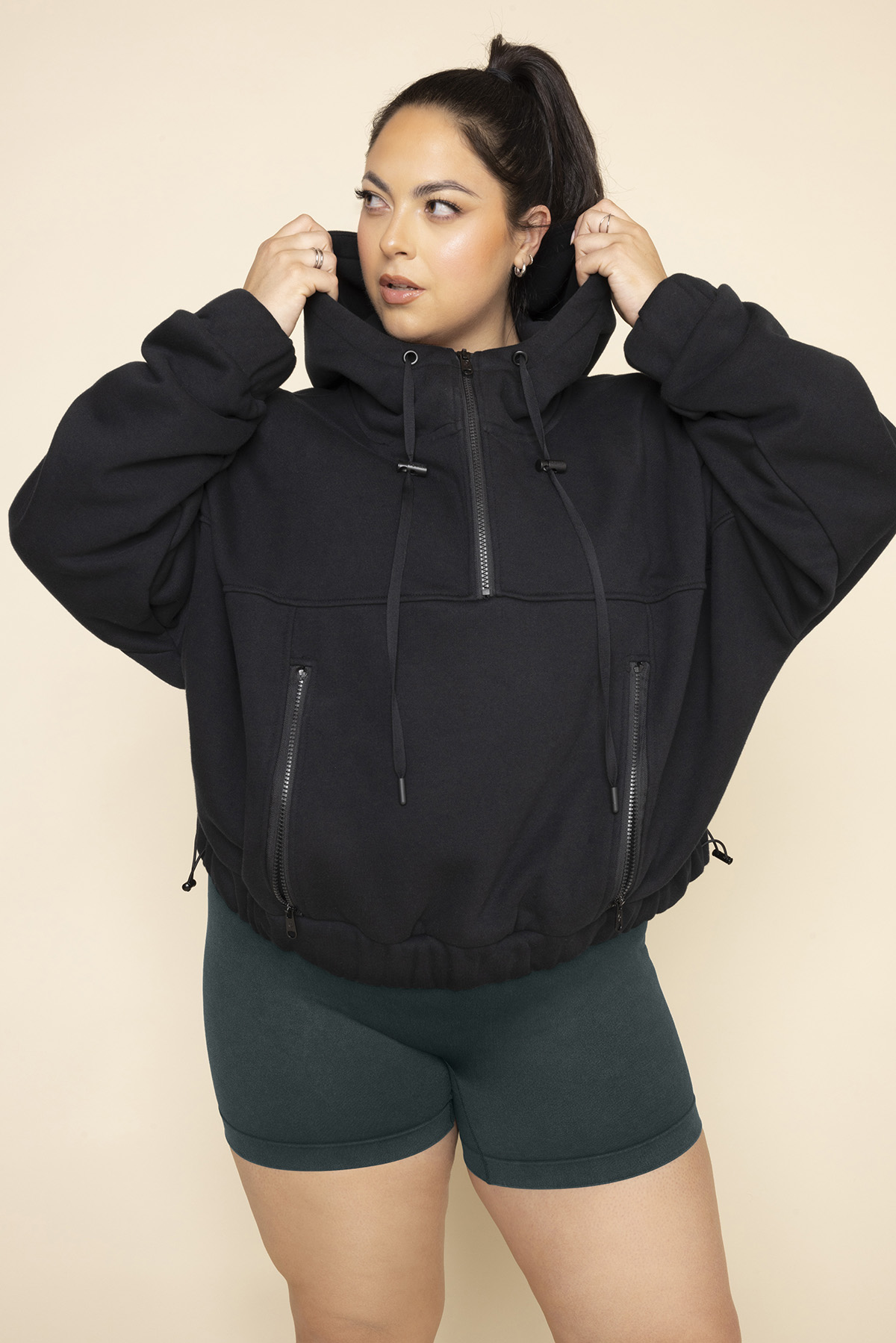 popflex half zip warm up hoodie black