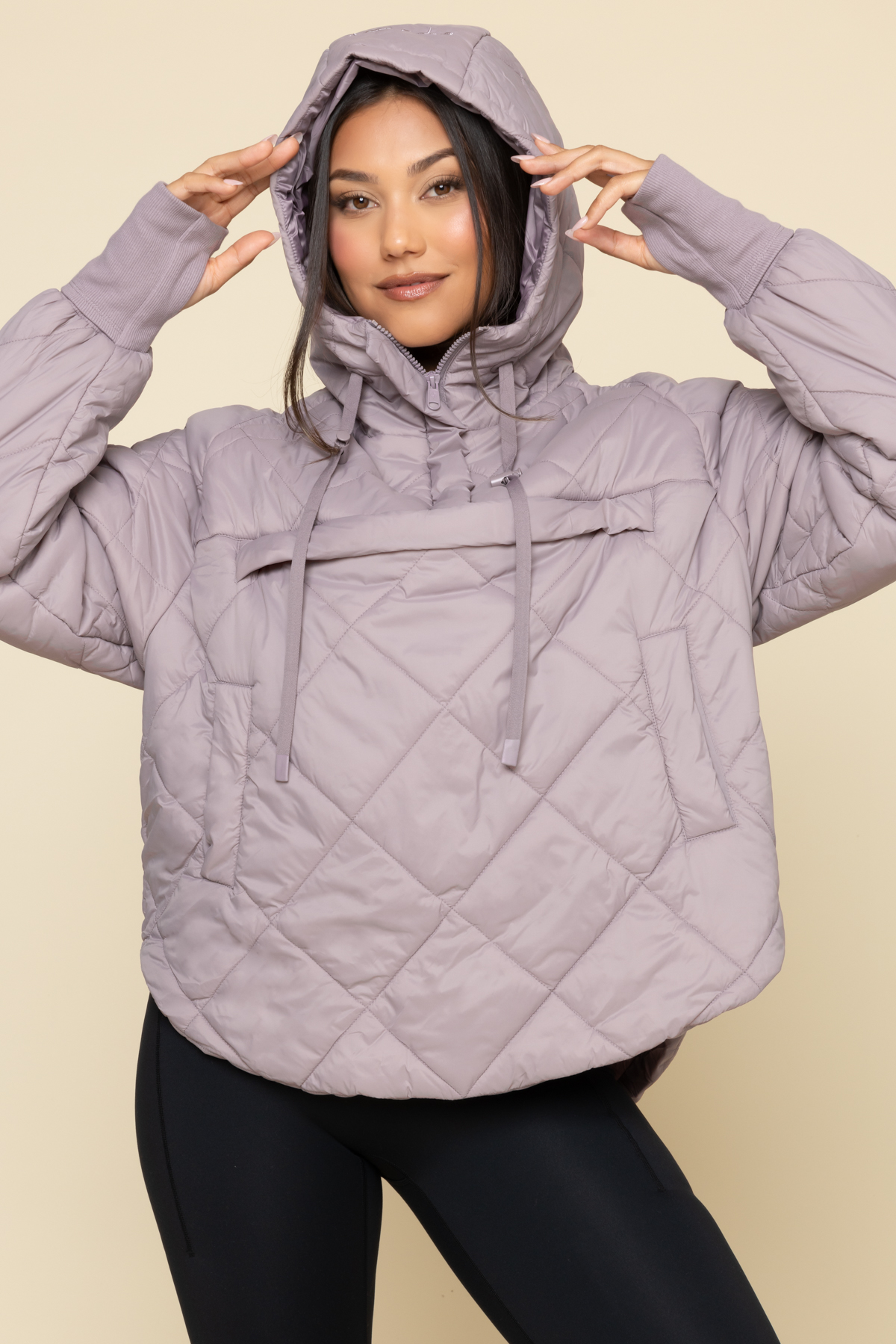 popflex pillow packable puffer jacket dusty mauve